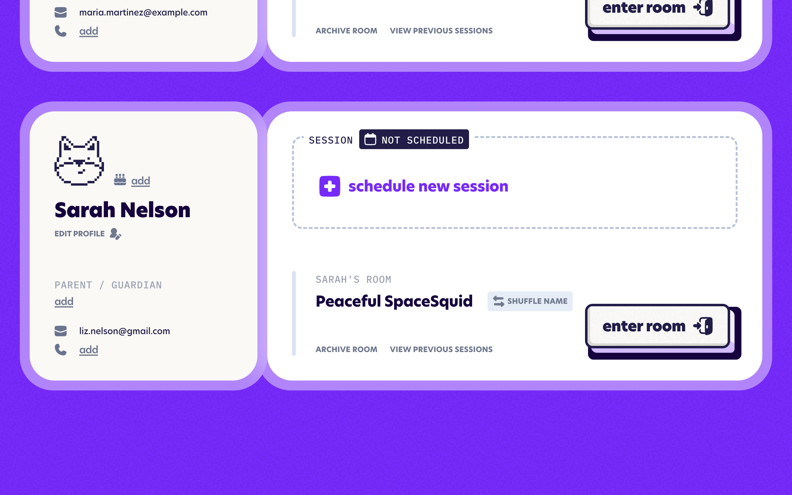 Your new client on the dashboard