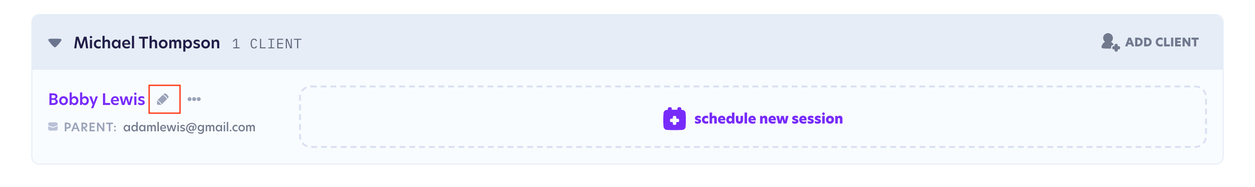 The Edit Client button in Table View